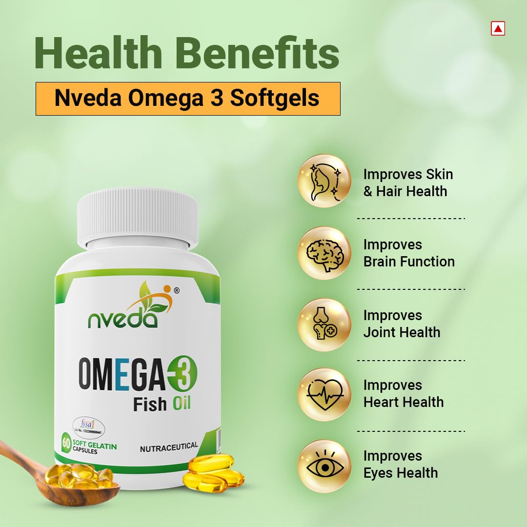 Nveda Omega 3 Fish Oil 1000mg with 180mg EPA & 120mg DHA – view 3