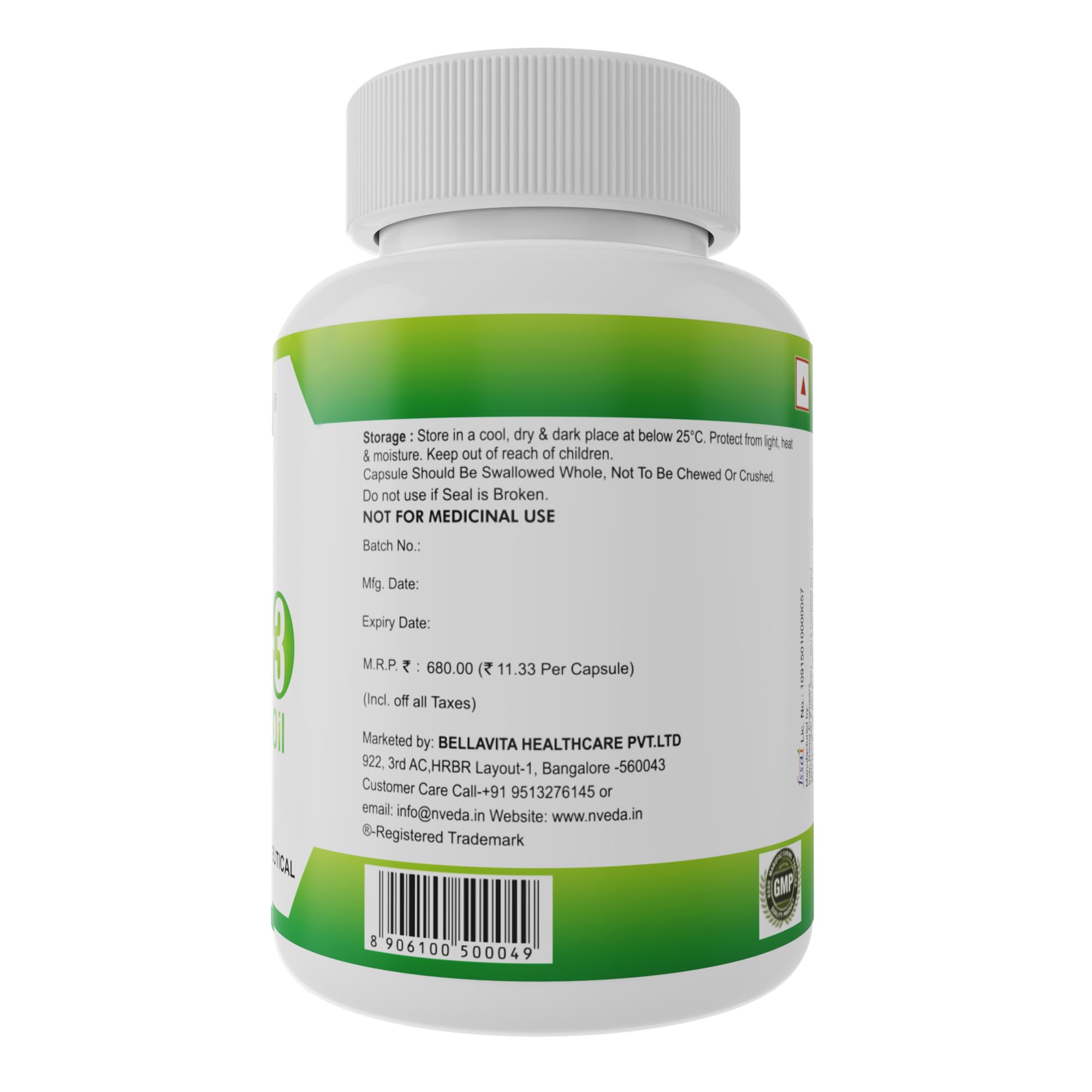 Nveda Omega 3 Fish Oil 1000mg with 180mg EPA & 120mg DHA – view 6