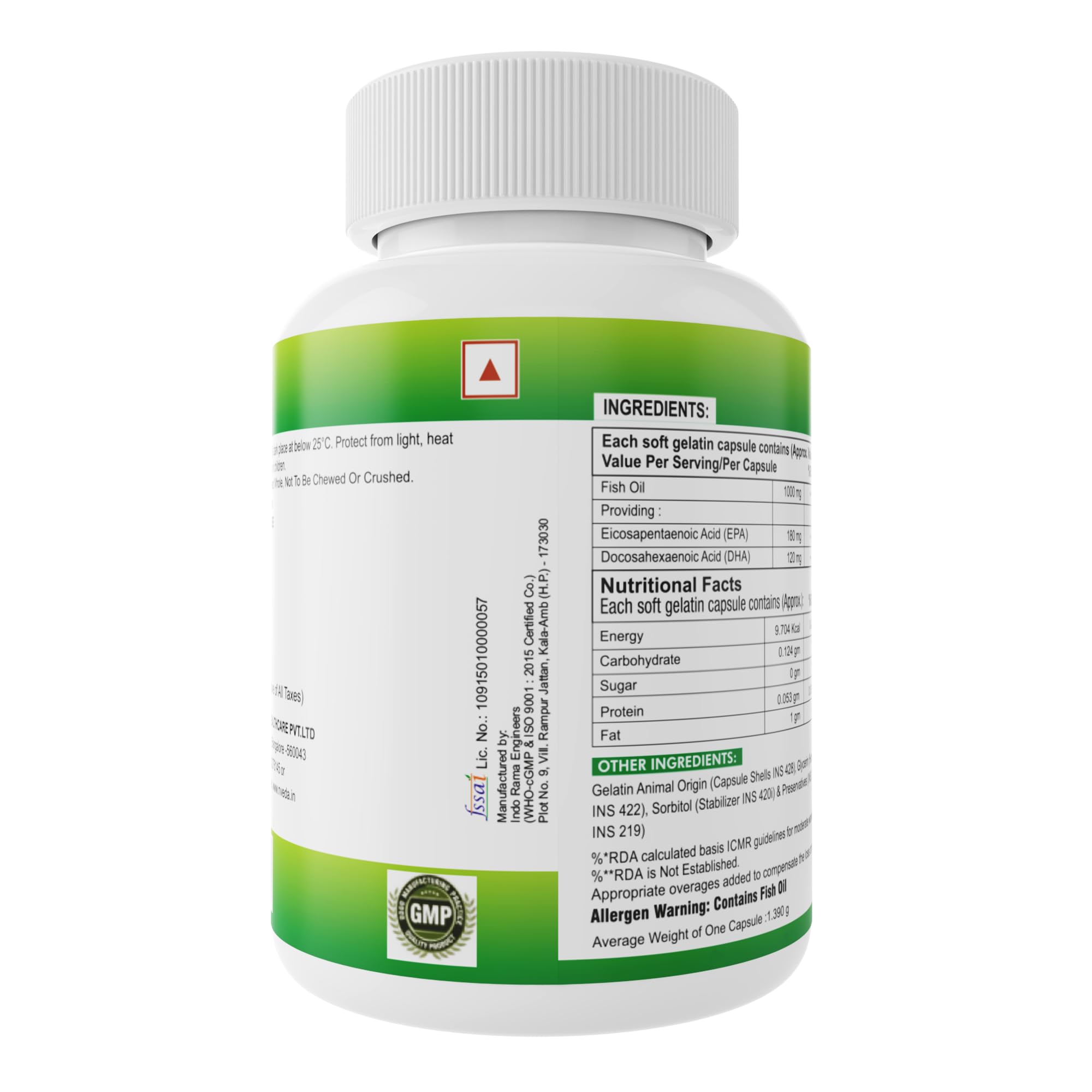 Nveda Omega 3 Fish Oil 1000mg with 180mg EPA & 120mg DHA – view 7