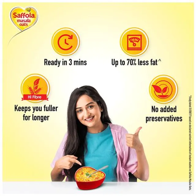 Saffola Masala Oats - Classic Masala, Fibre Rich, Healthy Snack, 500 g – view 6