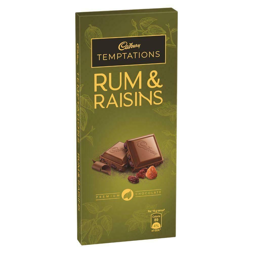 Cadbury Temptations chocolate bar with rum and raisin flavour pack