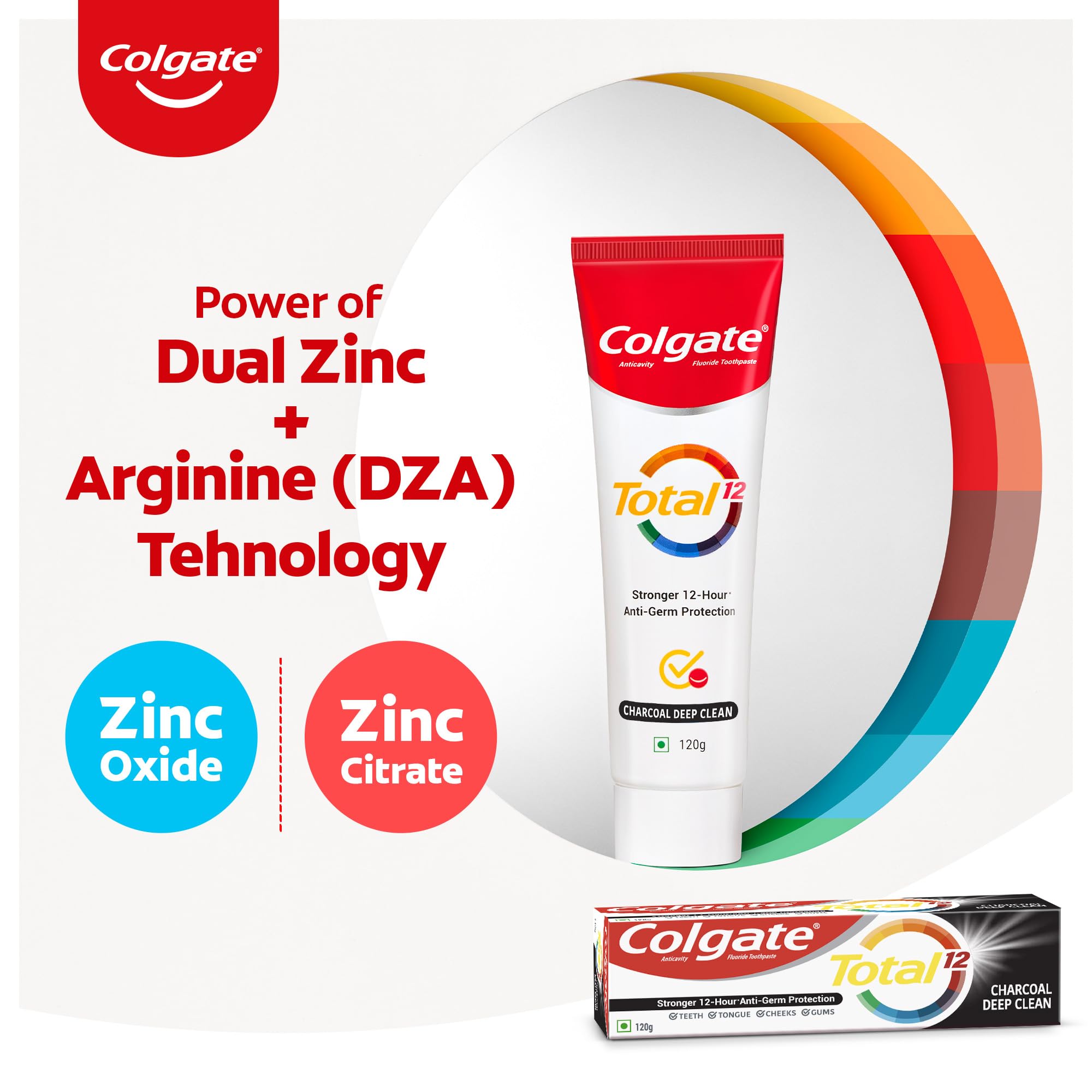 Colgate Total Whole Mouth Health, Antibacterial Toothpaste, 120g, (Charcoal Deep Clean), World's No. 1* Germ-fighting Toothpaste – view 4