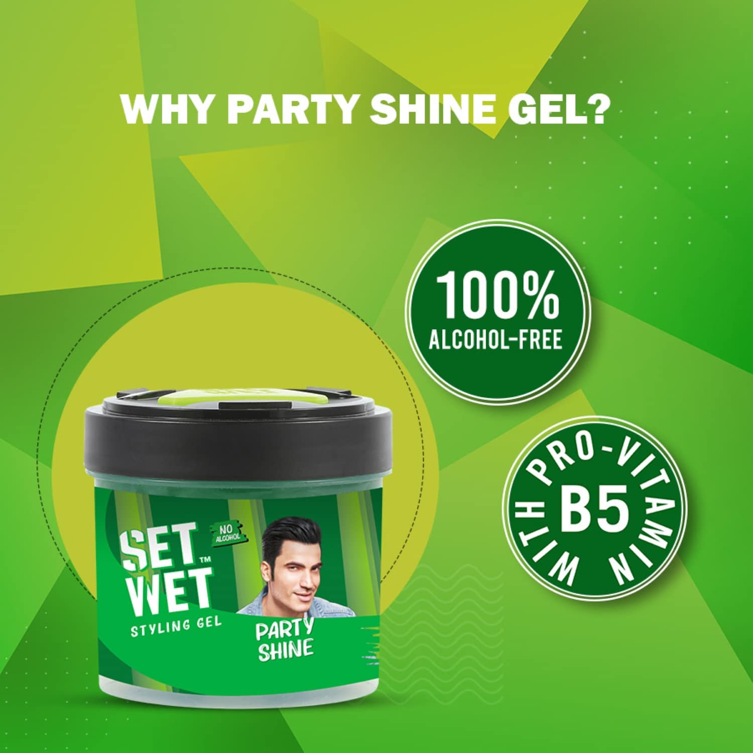 Set Wet Styling Hair Gel for Men - Party Shine, 250gm – view 3
