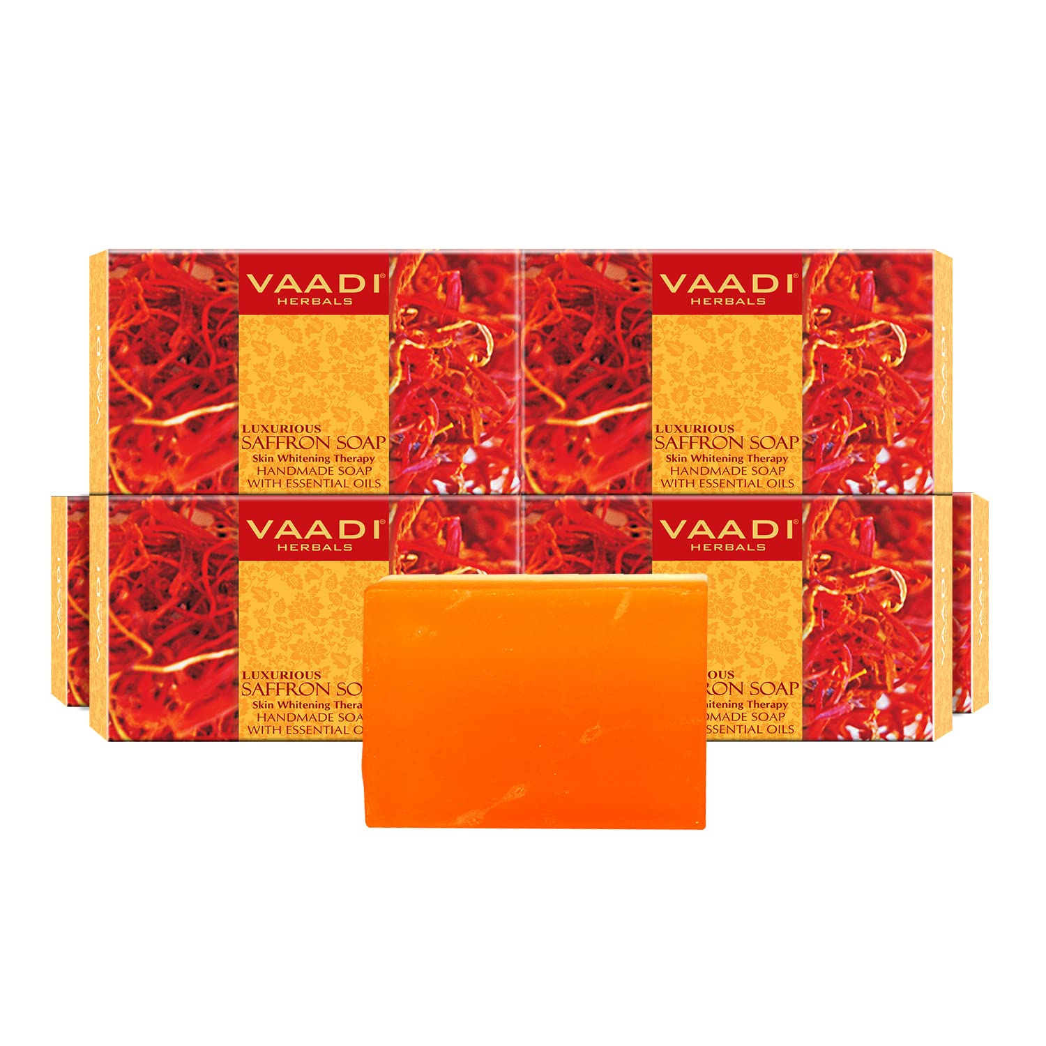 Box pack of six Vaadi Herbals saffron soap bars