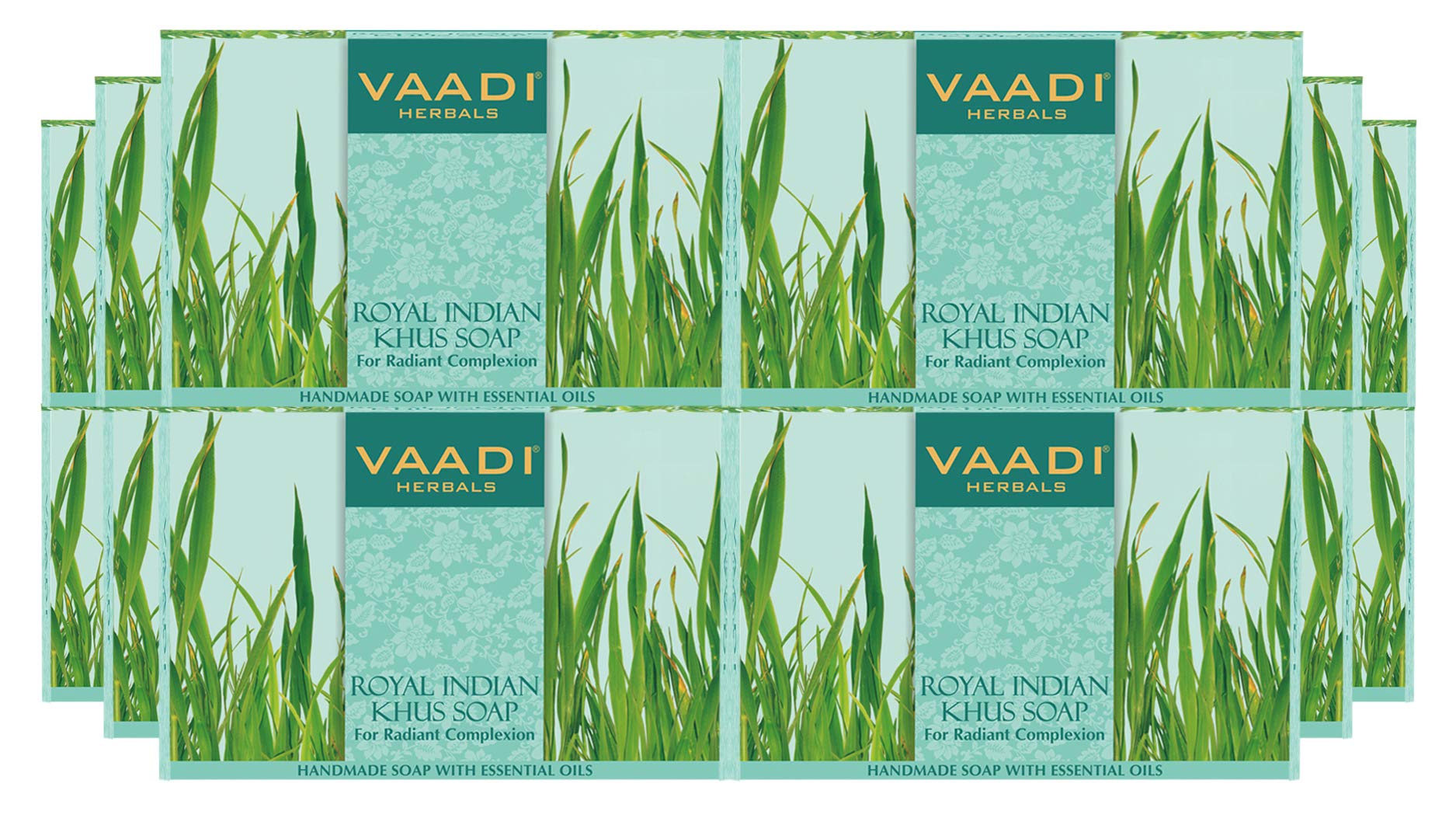 Vaadi Herbals Royal Indian Khus Soap with Olive and Soyabean Oil, 75g (Pack of 12) – view 3