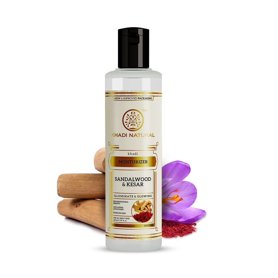 Khadi Natural moisturizing cream bottle with sandalwood kesar fragrance 210 ml