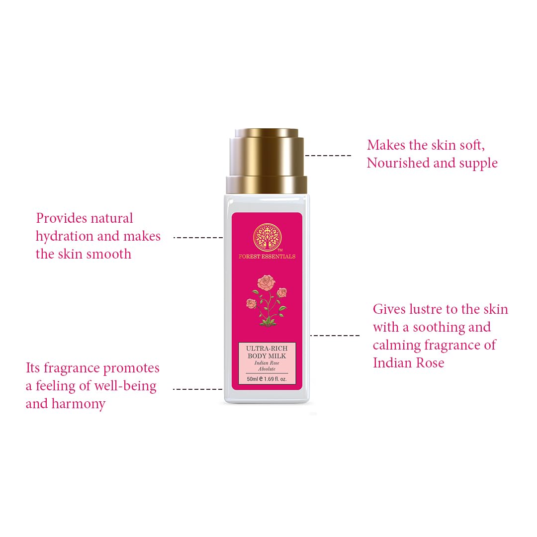 Forest Essentials Travel Size Ultra-Rich Body Milk Indian Rose Absolute – view 3