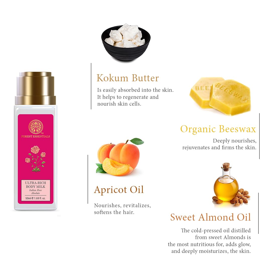 Forest Essentials Travel Size Ultra-Rich Body Milk Indian Rose Absolute – view 4