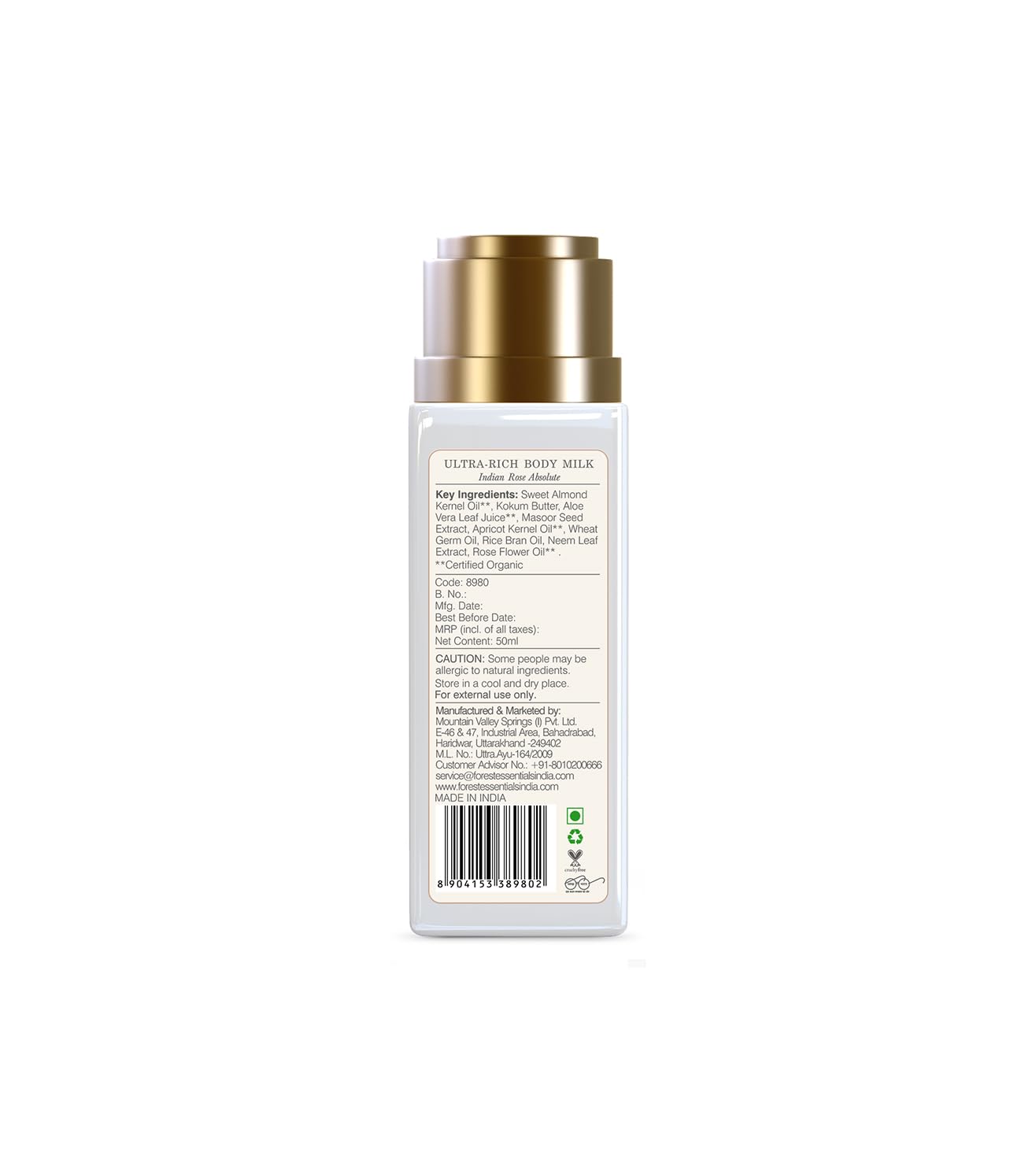 Forest Essentials Travel Size Ultra-Rich Body Milk Indian Rose Absolute – view 5