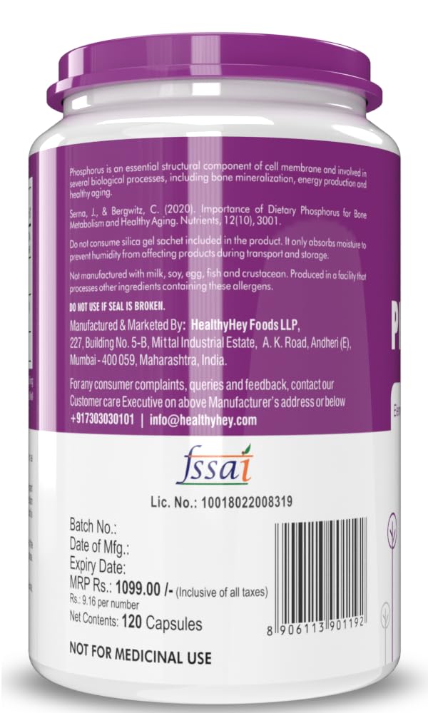 HealthyHey Nutrition Phosphorus - Support Bone Health -120 Veg. Capsules – view 3