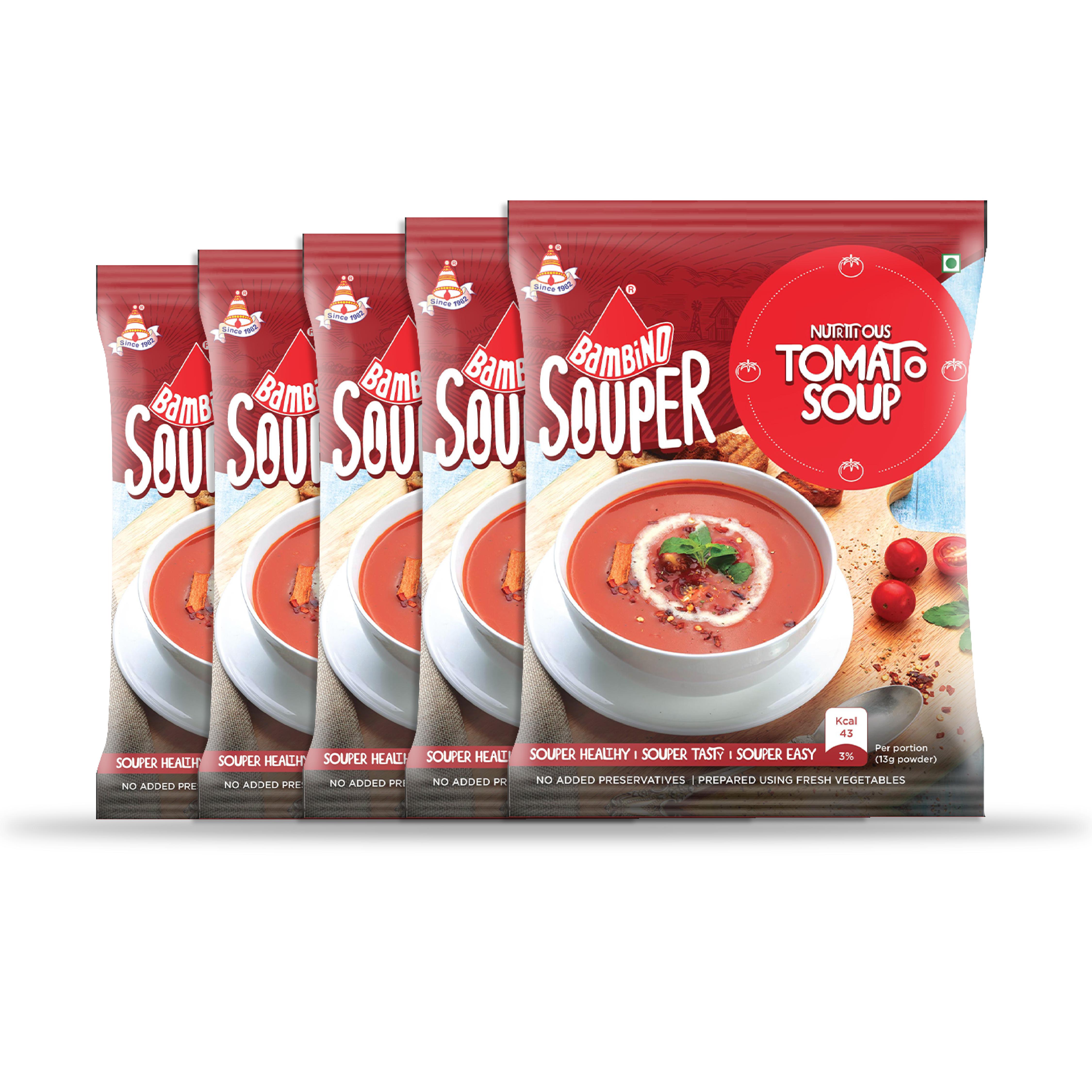 Bambino vegetarian tomato soup powder pouches 50 g pack