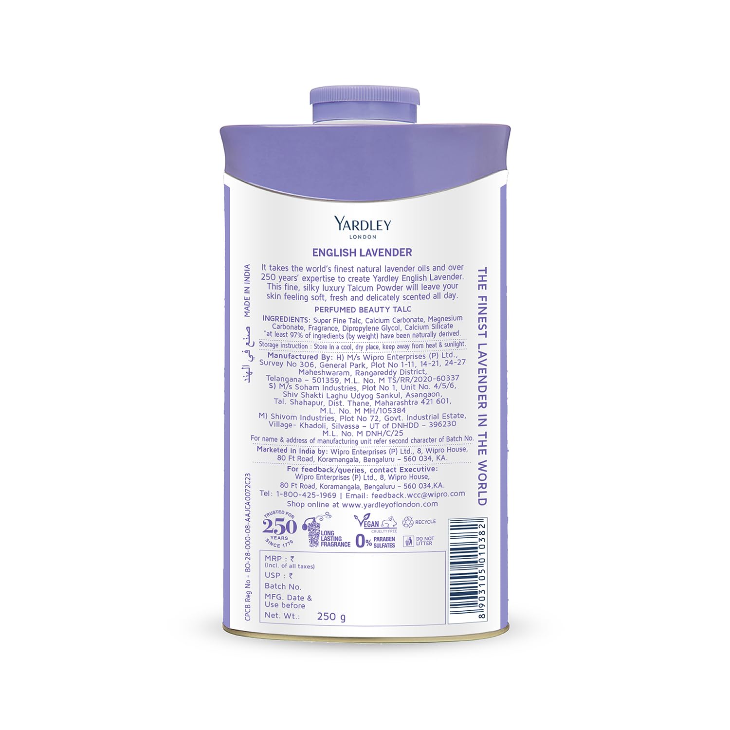 Yardley London English Lavender Perfumed Talc for Women, 250g – view 4