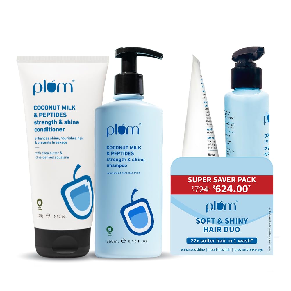 Plum hair care duo with coconut milk and peptides