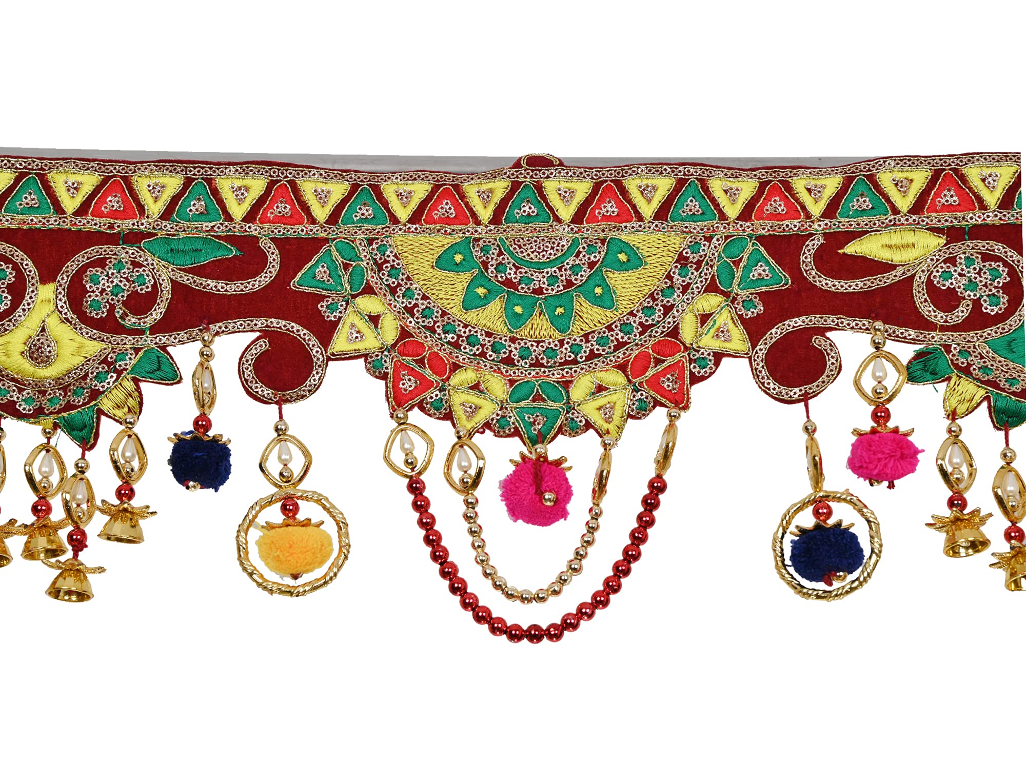 toran for Main Door Traditional bandarwal Handmade Hanging Latest Home décor mandir Decoration Entrance Main Pooja Room, Velvet Hand Embroidered (36 x 8 Inches) – view 3