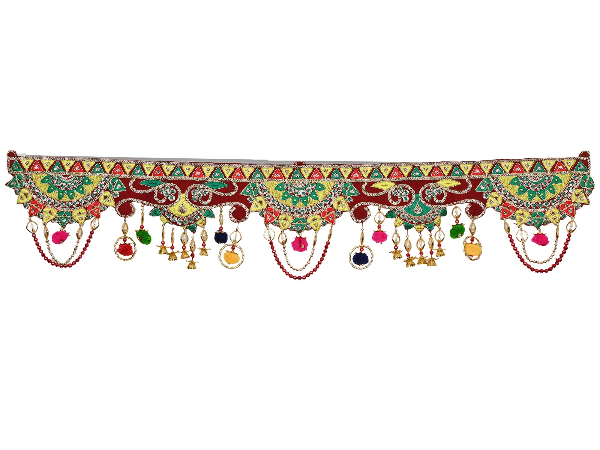 toran for Main Door Traditional bandarwal Handmade Hanging Latest Home décor mandir Decoration Entrance Main Pooja Room, Velvet Hand Embroidered (36 x 8 Inches) – view 4
