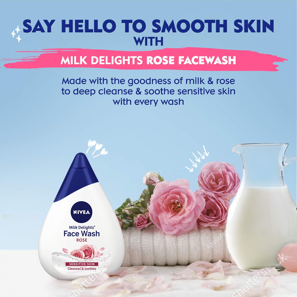 NIVEA Milk Delights Face Wash Caring Rosewater For Sensitive Skin 100ml, 100 ml – view 2
