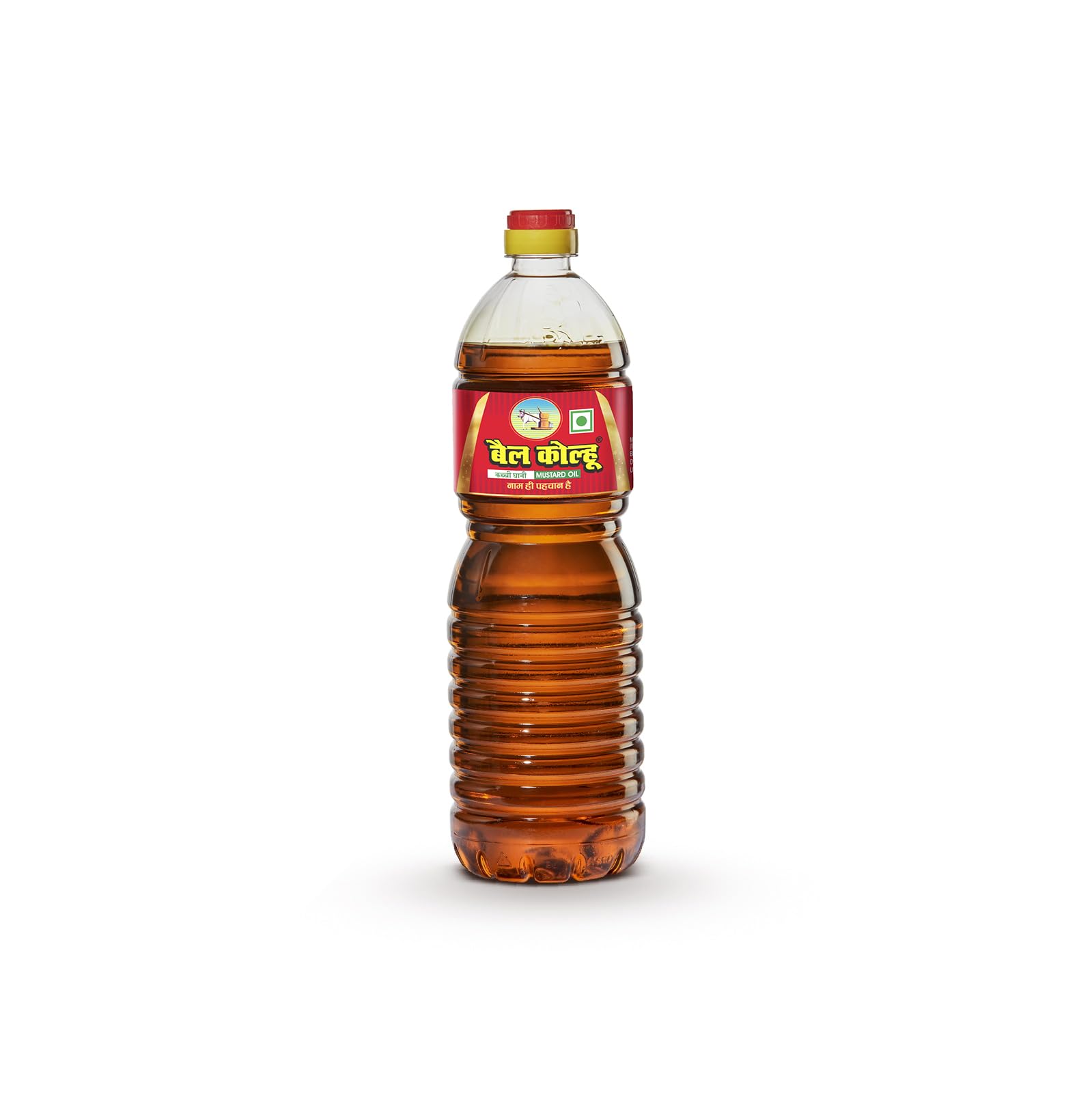 Front bottle of Bail Kolhu cold pressed mustard cooking oil