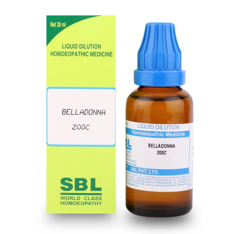 Front view of SBL Belladonna 200C dilution 30 ml bottle