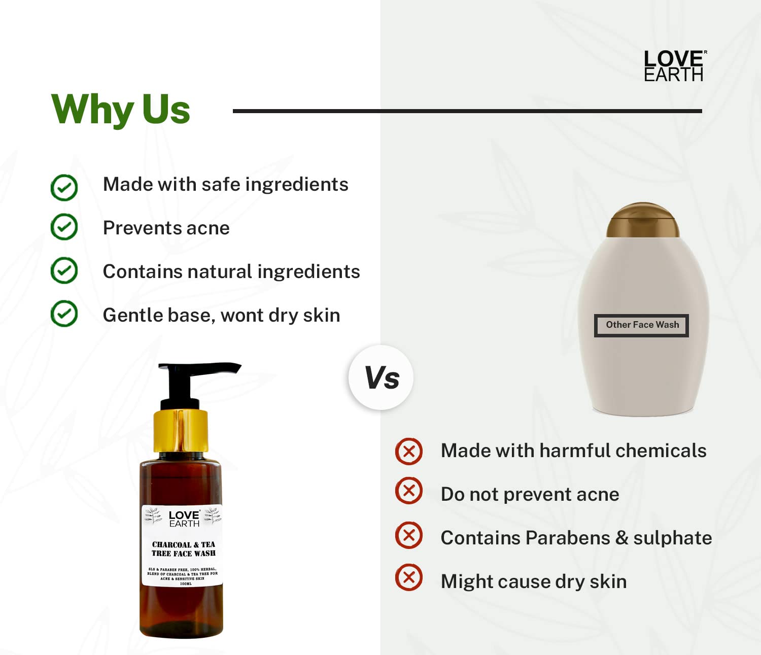 Love Earth Charcoal Tea Tree Face Wash for Oil Control, Acne & Detox 100ml – view 6