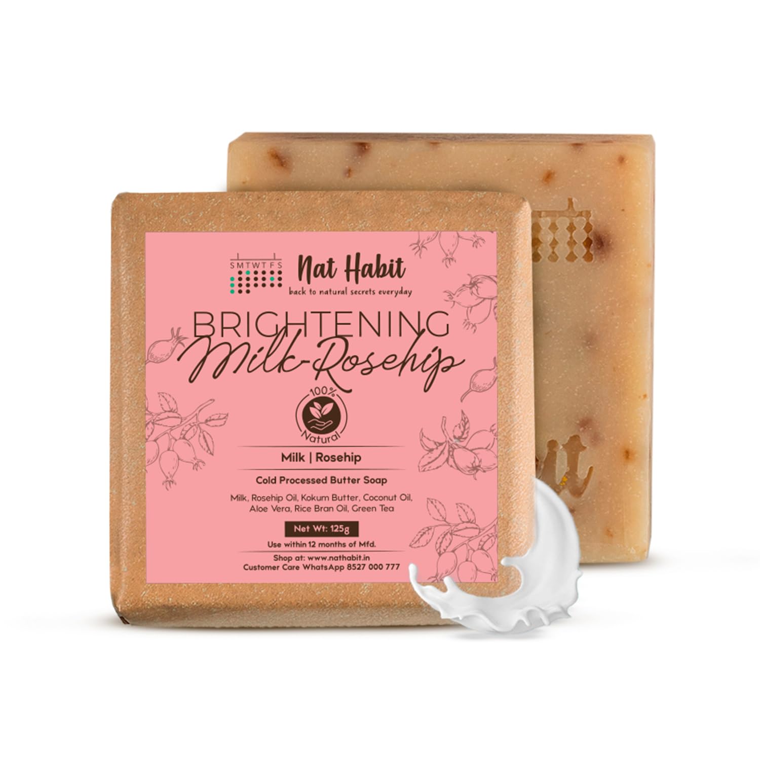 Nat Habit handmade milk-rosehip Ayurvedic bath soap bar