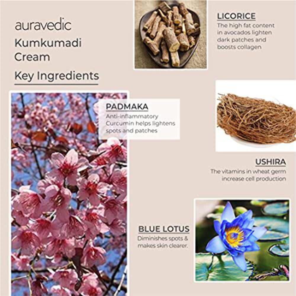 Auravedic Kumkumadi Face Cream For Glowing Skin With Kumkumadi Oil For Face 100g Pigmentation Cream Moisturizer For Dark Spots Detan Blemishes – view 4