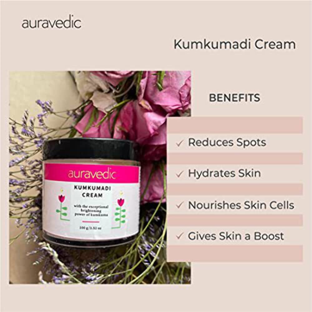 Auravedic Kumkumadi Face Cream For Glowing Skin With Kumkumadi Oil For Face 100g Pigmentation Cream Moisturizer For Dark Spots Detan Blemishes – view 5