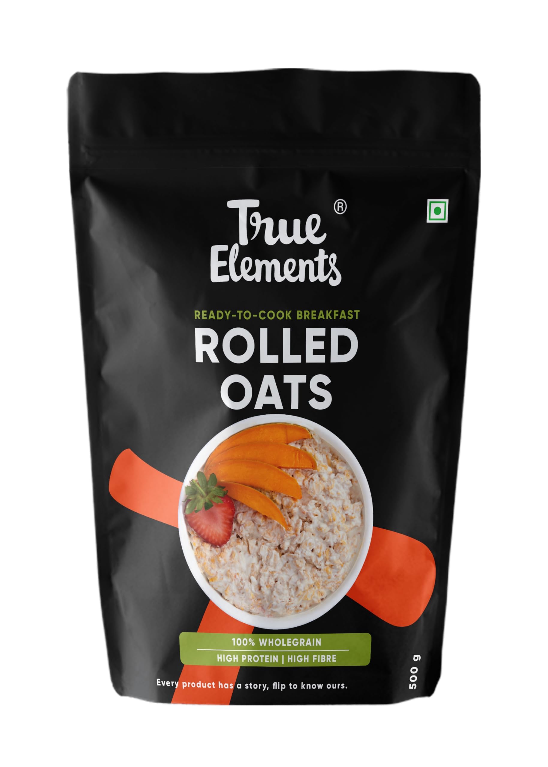 True Elements Rolled Oats 500g - Rolled Oats for Weight Management | Nutritious Breakfast | Rich in Protein | Gluten free Oats Combo | High Fibre Breakfast | 100% Wholegrain