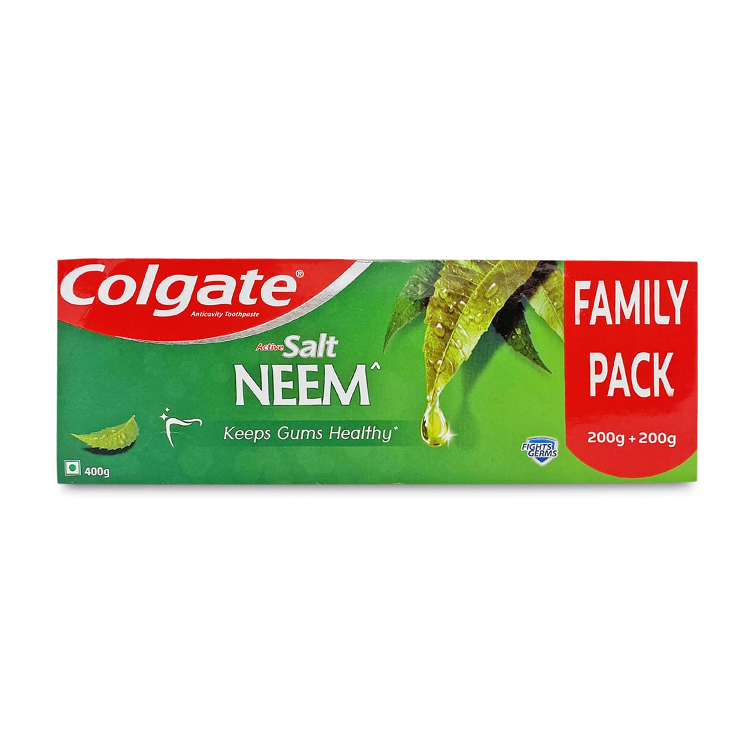 Colgate mint salt neem toothpaste family pack tube packaging