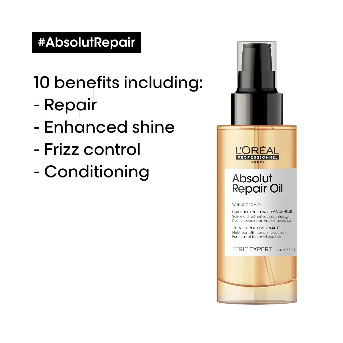 L'Oréal Professionnel Absolut Repair Oil 10-In-1 Multi-Benefit Leave-In Hair Serum, 90Ml & L'Oréal Professionnel Serie Expert Liss Unlimited Blow Dry Serum 125 Ml, For Frizz-Free Hair – view 4