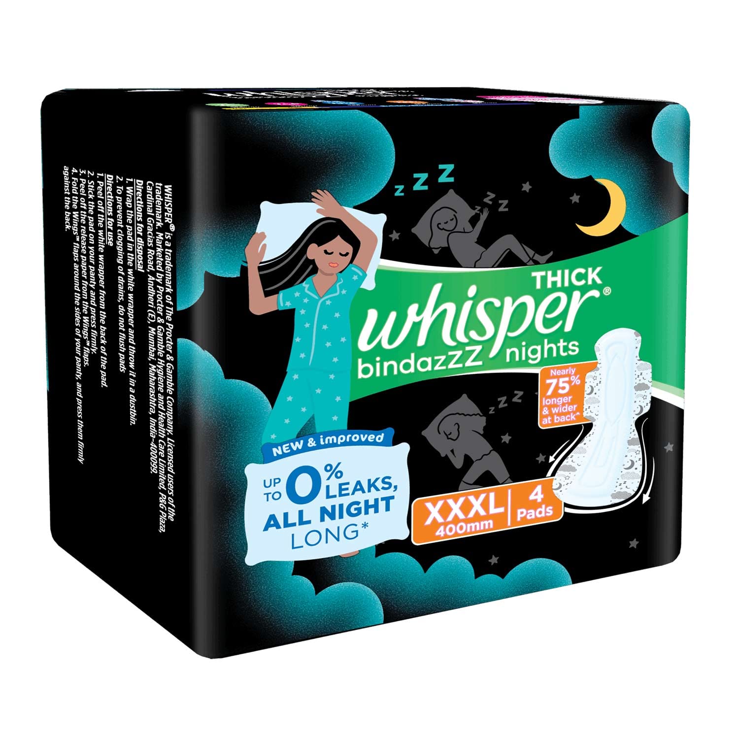 Whisper Bindazzz Night Sanitary Pads – view 2