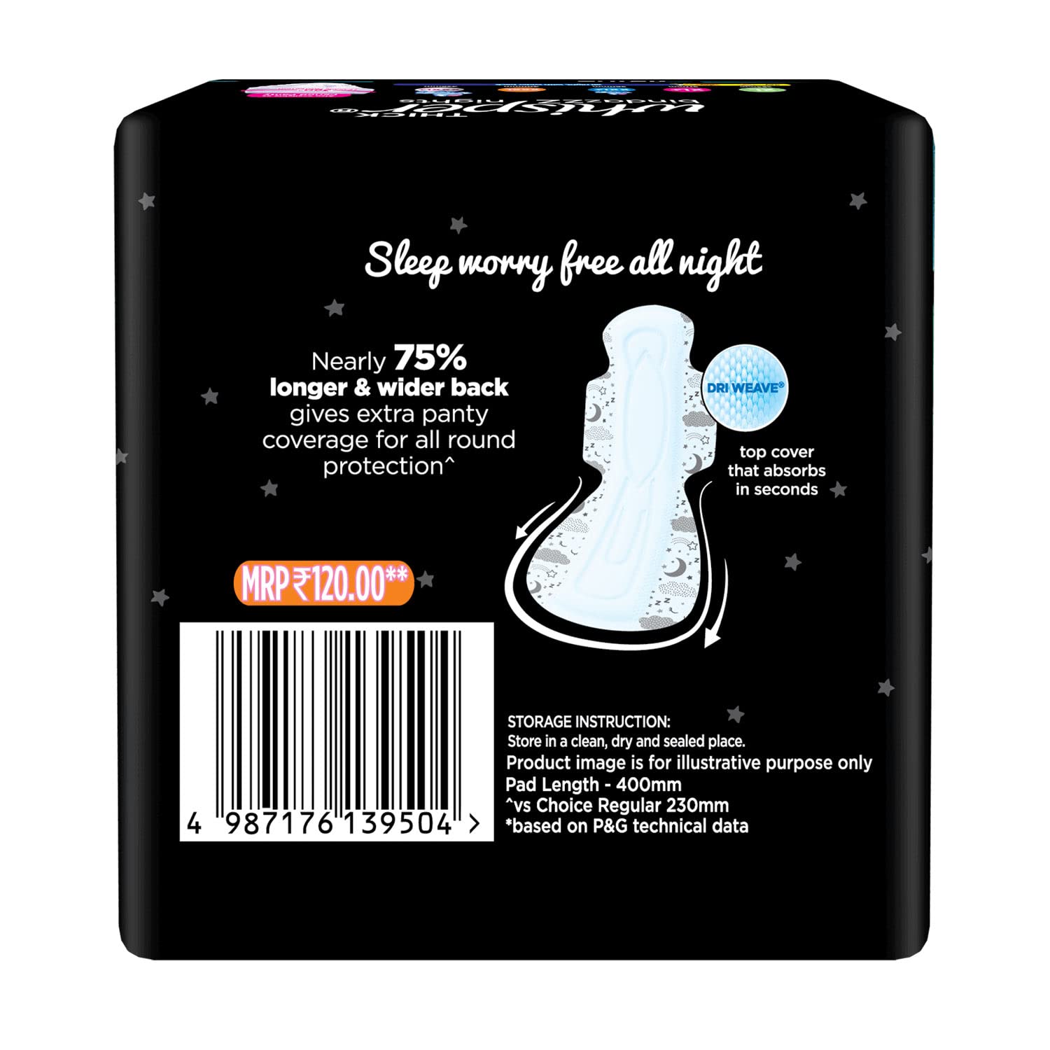 Whisper Bindazzz Night Sanitary Pads – view 7