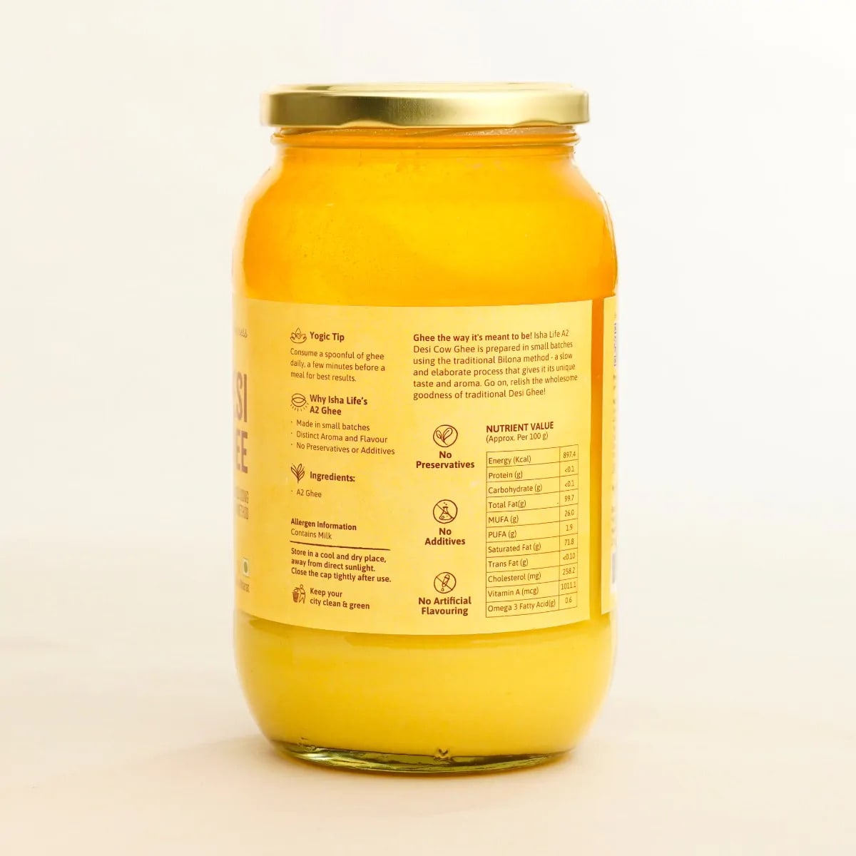 Isha Life Pure A2 Desi Cow Bilona Ghee 1 Litre – view 2