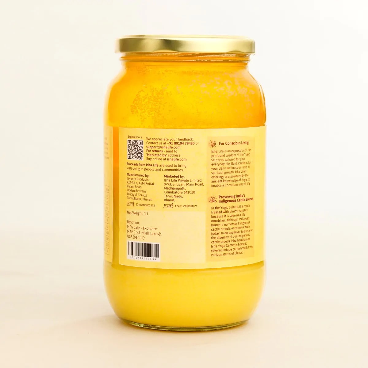 Isha Life Pure A2 Desi Cow Bilona Ghee 1 Litre – view 3
