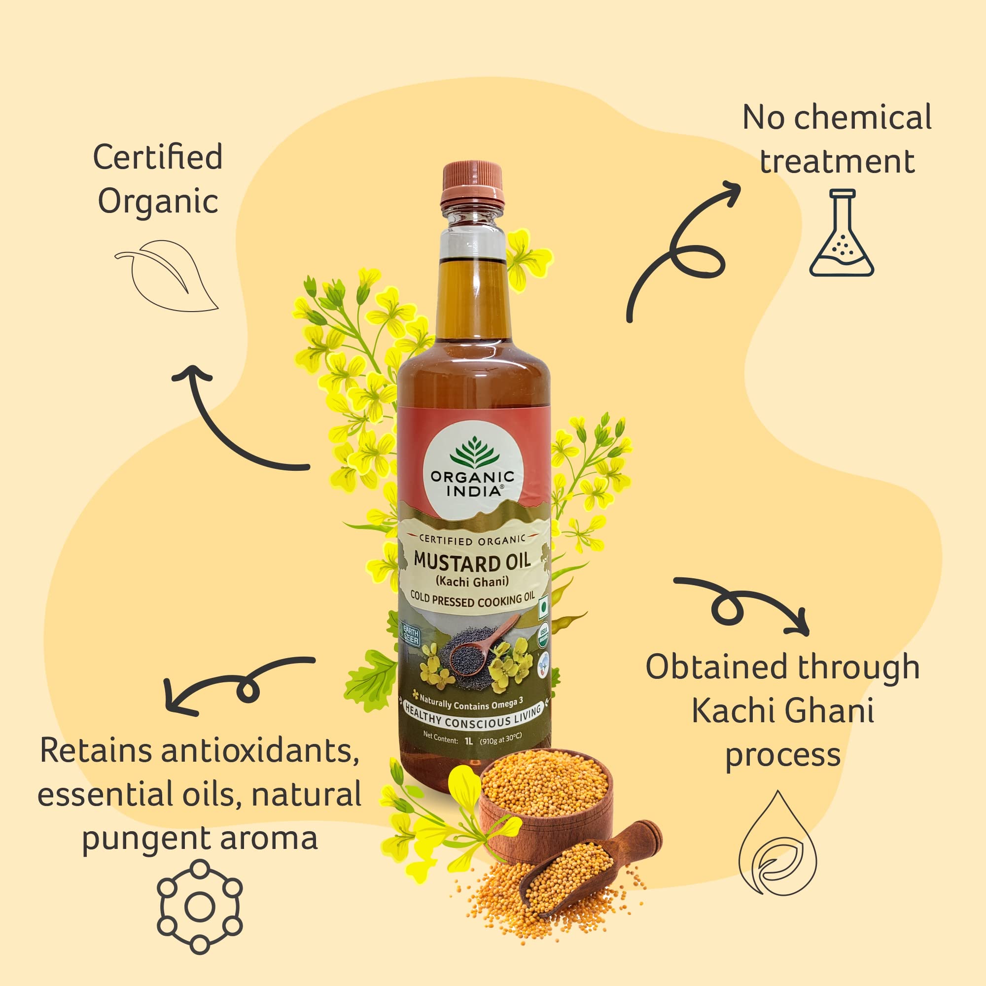 Organic India Organic Mustard Oil -Pack of 2 (1 Ltr) – view 6