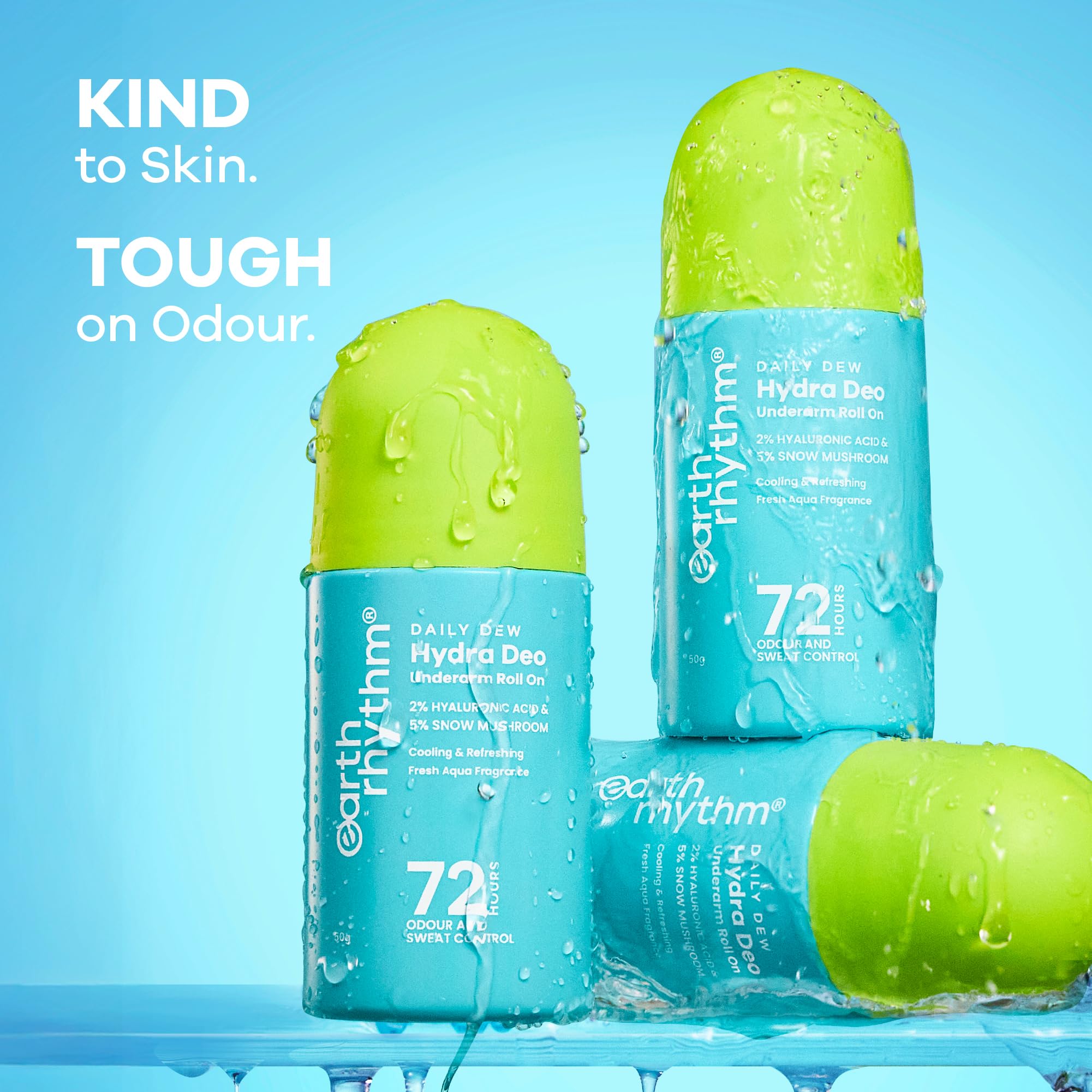Earth Rhythm 2% HA Aqua Fresh Cooling Underarm Roll On No Aluminium No Paraben - Cooling Deo – view 3