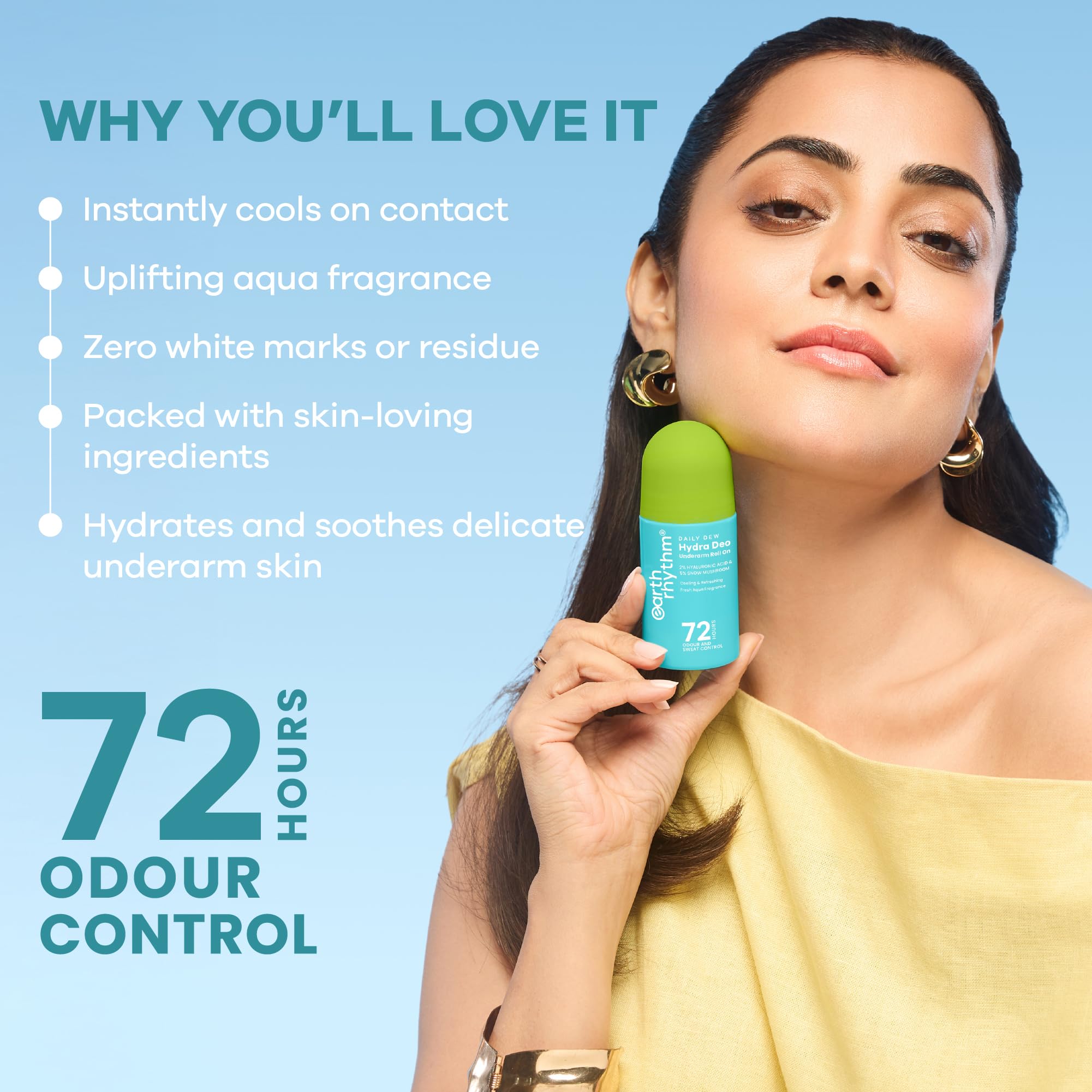 Earth Rhythm 2% HA Aqua Fresh Cooling Underarm Roll On No Aluminium No Paraben - Cooling Deo – view 4