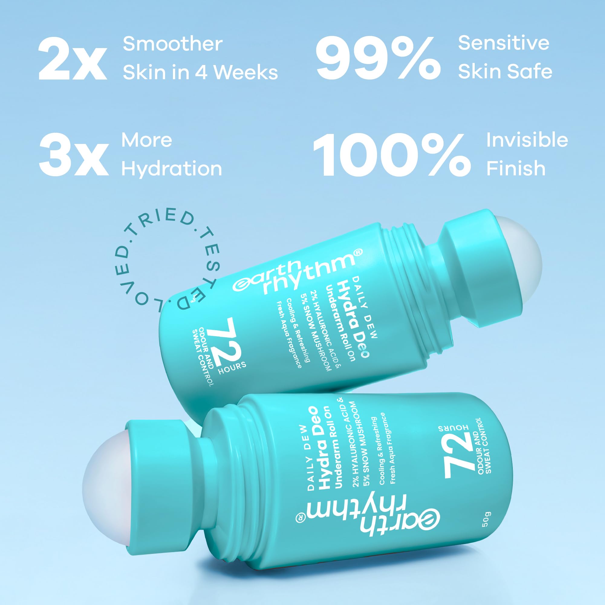 Earth Rhythm 2% HA Aqua Fresh Cooling Underarm Roll On No Aluminium No Paraben - Cooling Deo – view 6