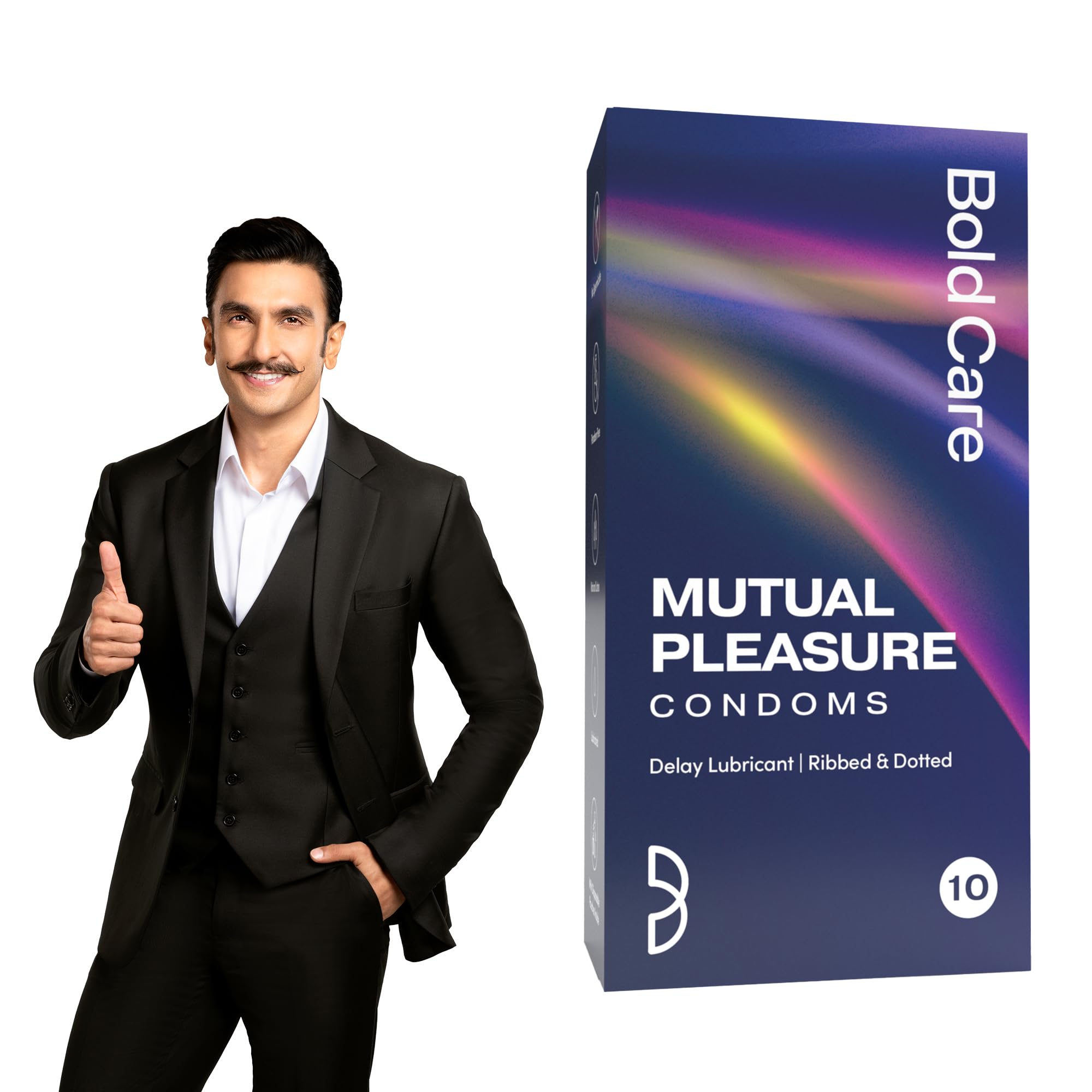Bold Care Mutual Pleasure condom pack with dotted ribbed design