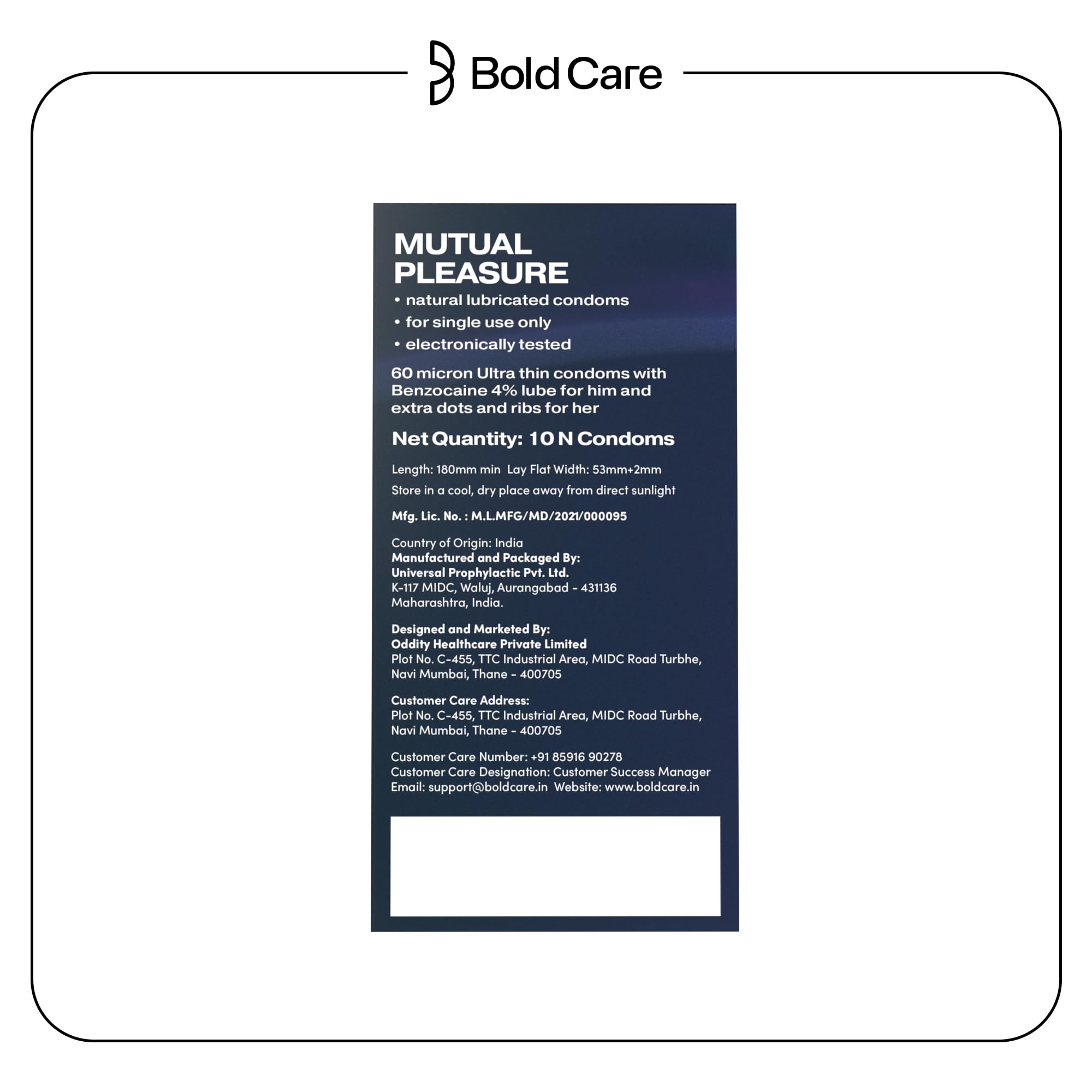 Bold Care Mutual Pleasure Dotted (576 Dots), Ribbed & D-LAY Condoms (Pack of 10) – view 8