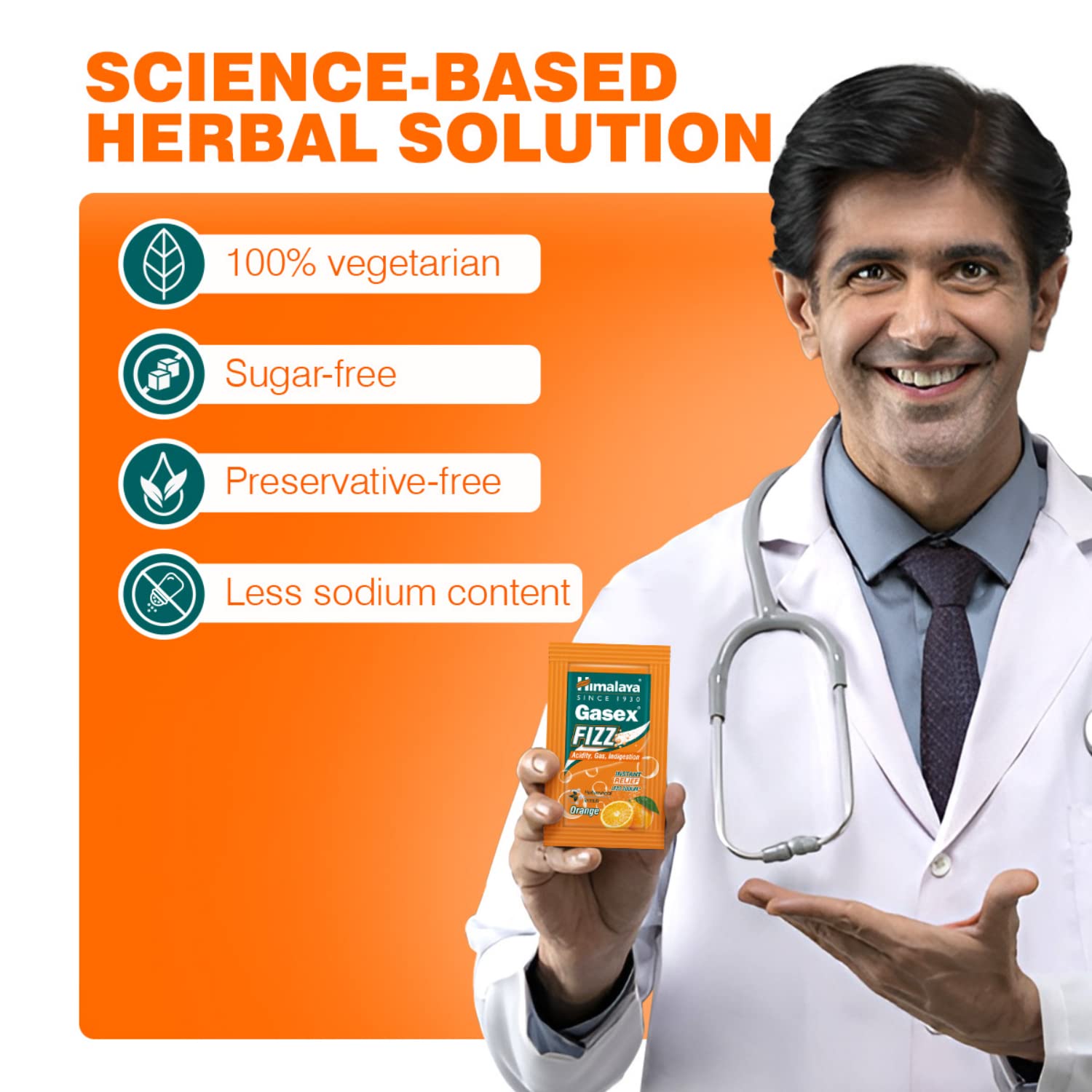 Himalaya GASEX FIZZ Instant relief from acidity Fast relief from gas, indigestion(Orange) (Pack of 25) – view 5