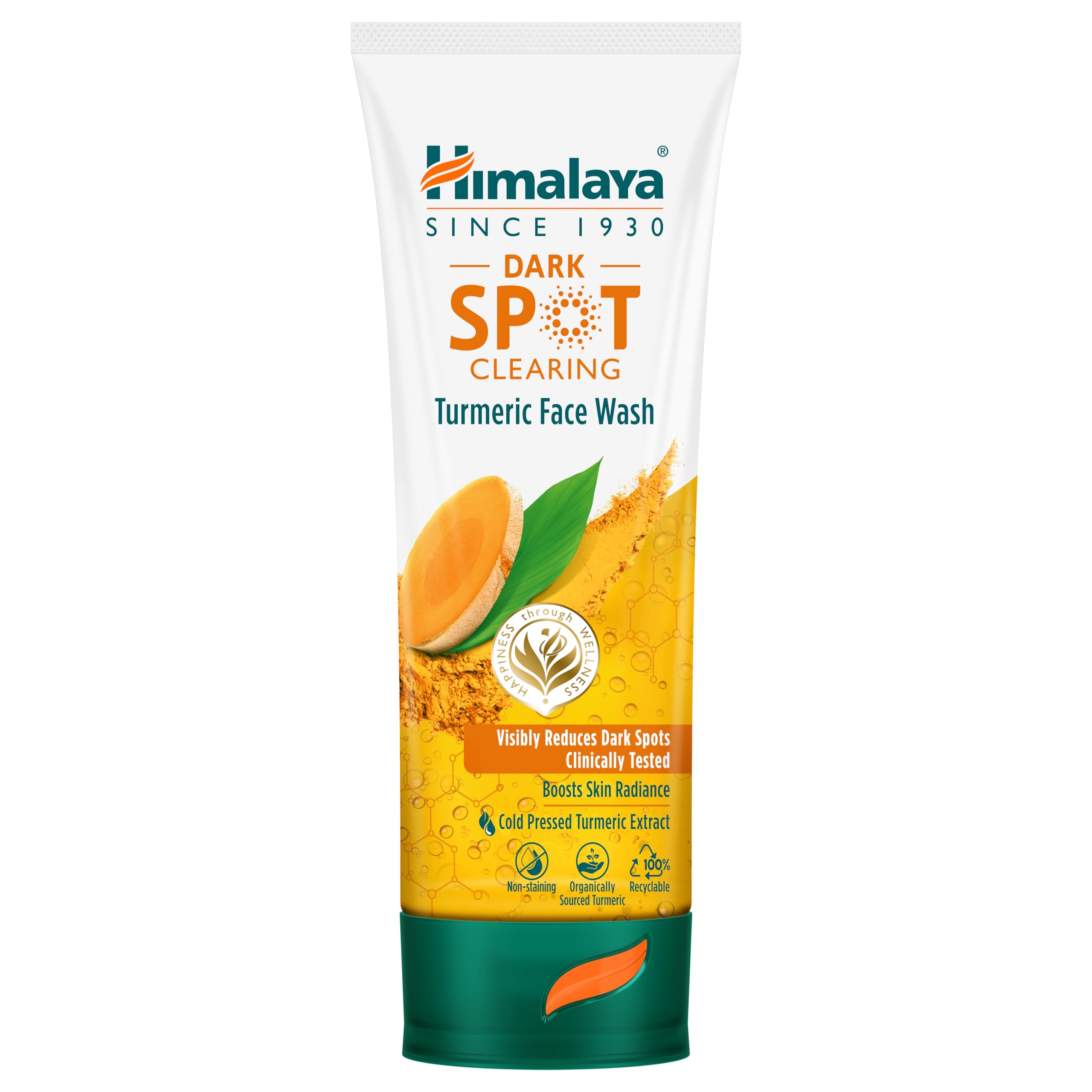 Himalaya dark spot turmeric face wash tube, front view