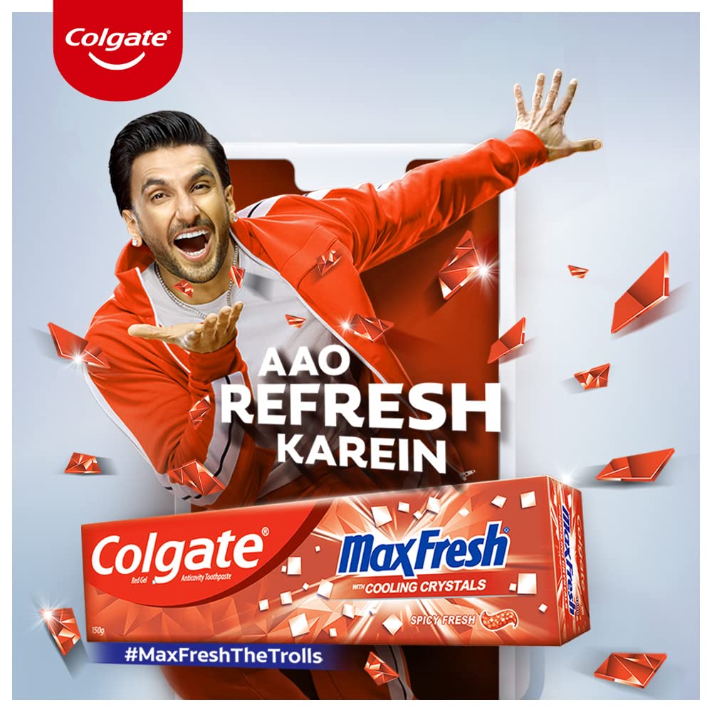 Colgate Maxfresh Toothpaste, Red Gel Paste with Menthol For Super Fresh Breath, 300g, 150gx2 (Spicy Fresh) – view 2