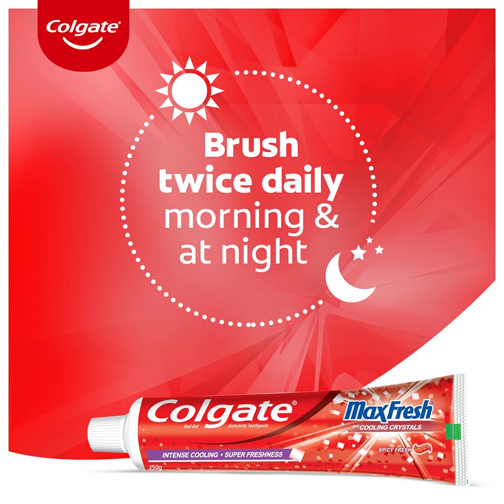Colgate Maxfresh Toothpaste, Red Gel Paste with Menthol For Super Fresh Breath, 300g, 150gx2 (Spicy Fresh) – view 6