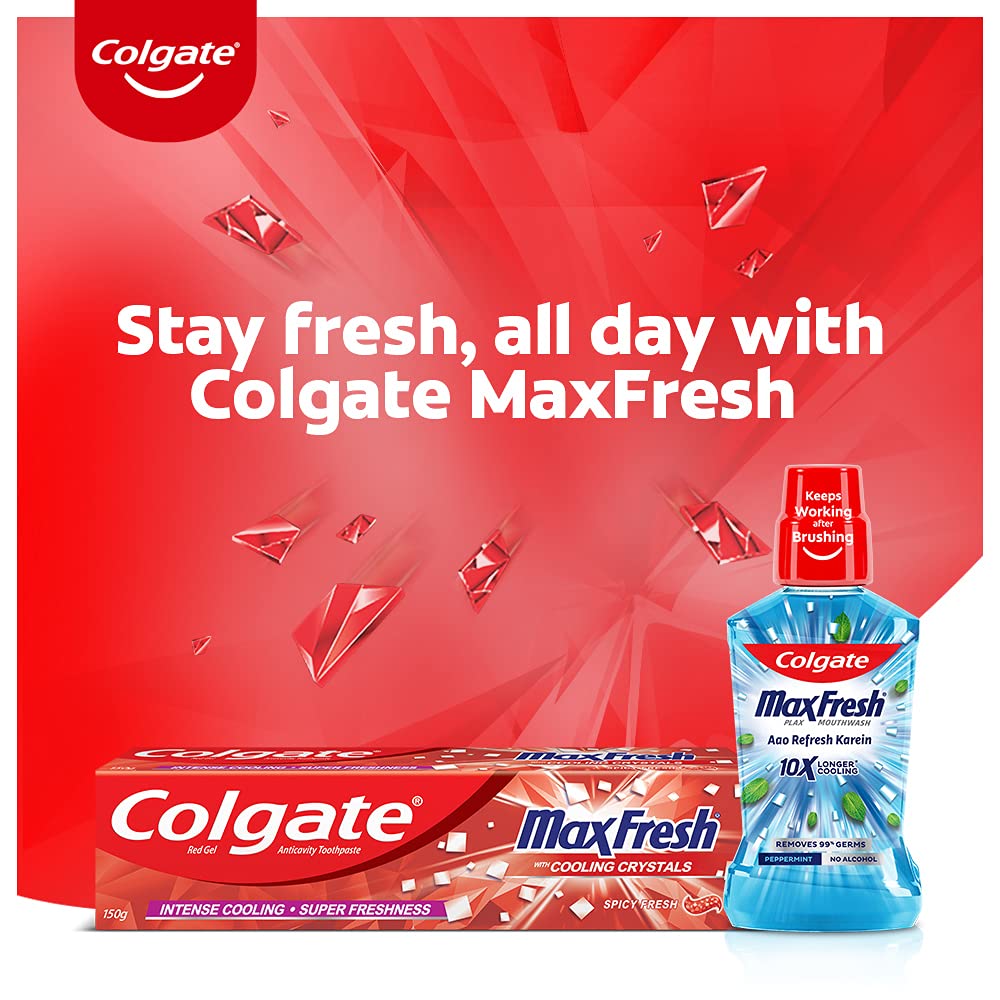 Colgate Maxfresh Toothpaste, Red Gel Paste with Menthol For Super Fresh Breath, 300g, 150gx2 (Spicy Fresh) – view 7