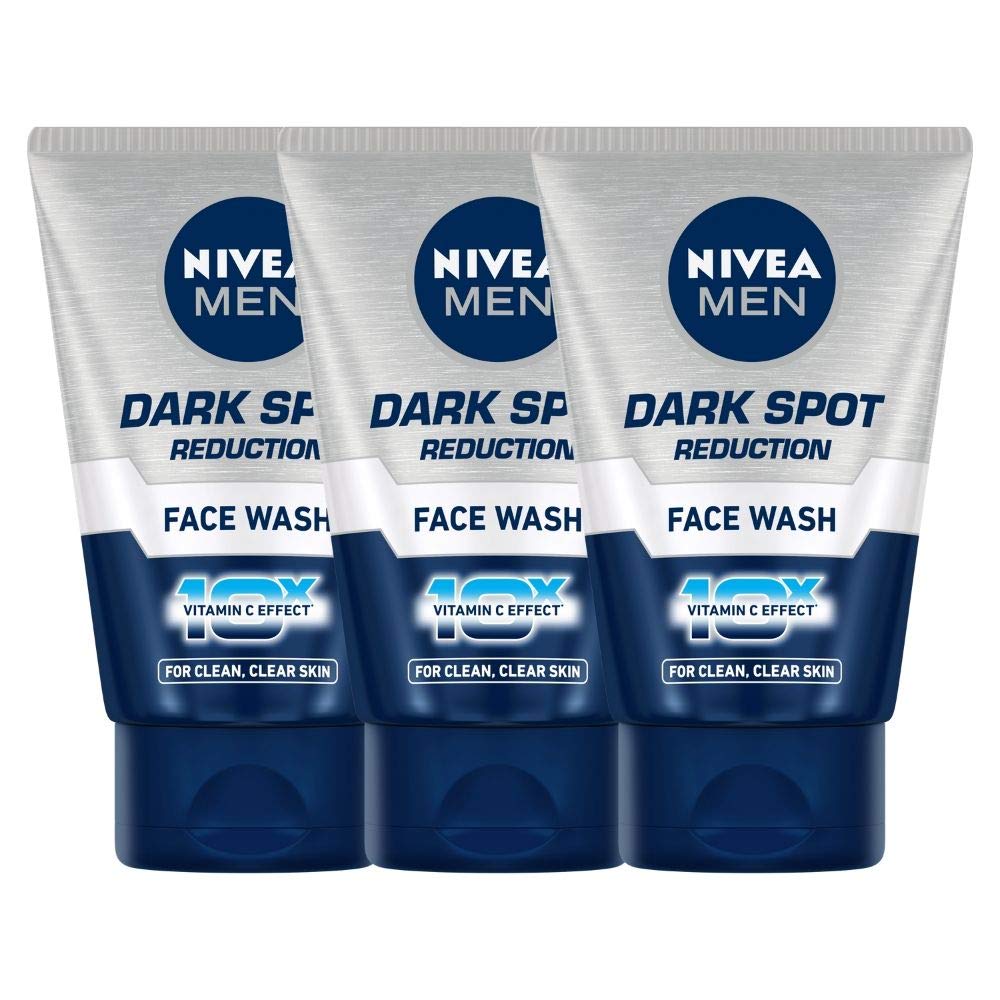 Three tubes of NIVEA Men dark spot reduction face wash