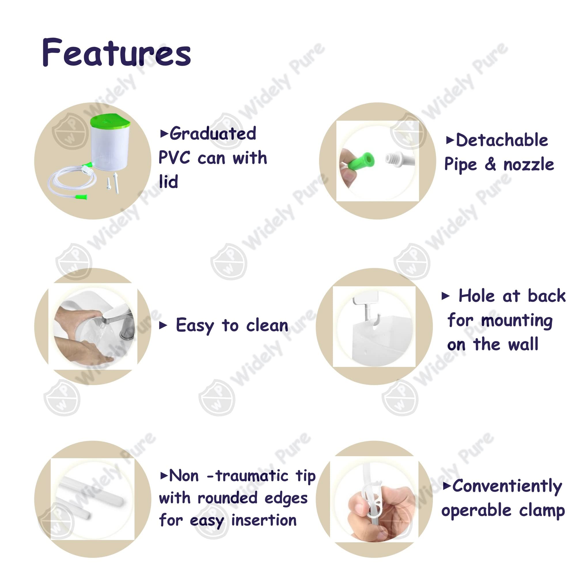 Widely Pure PVC Anema Pot Satvik for home use 1500ml and 7 Anema Rubber tubes with user manual – view 2