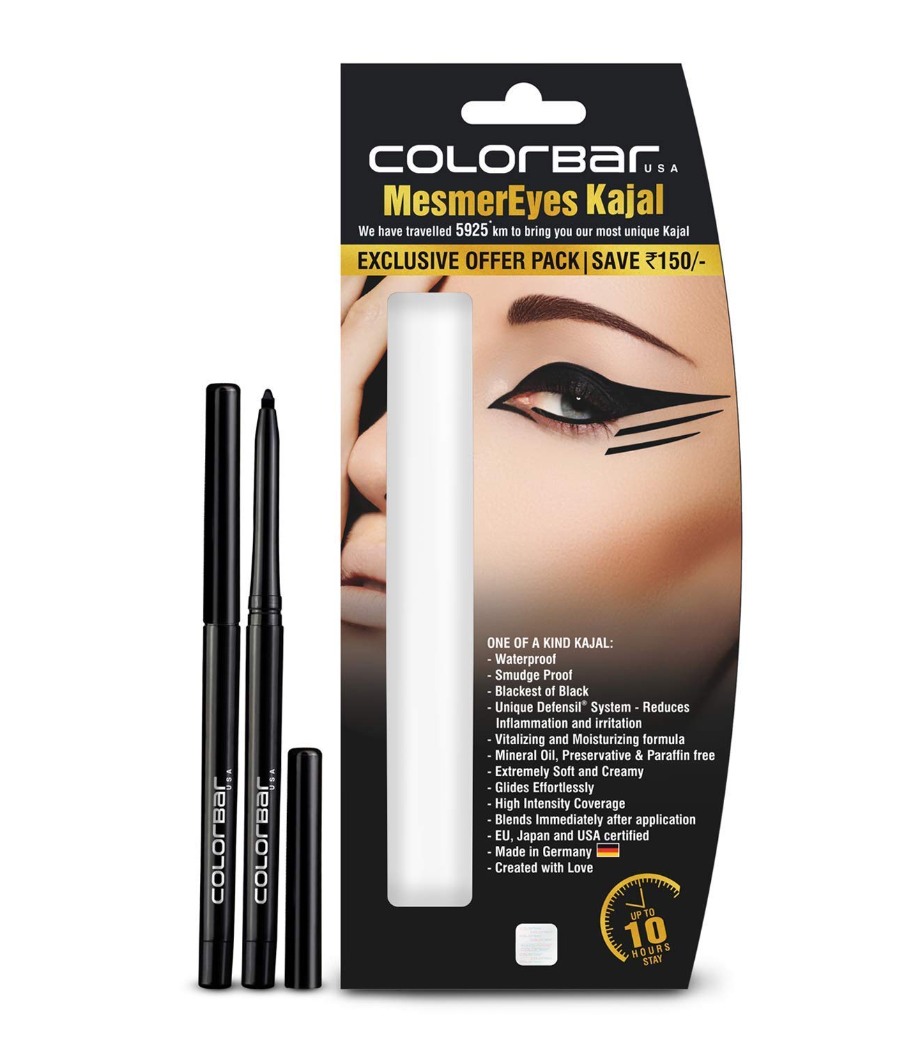 Colorbar Cosmetics MesmerEyes Kajal Duo, Black, 0.70 g (Pack of 2) – view 3