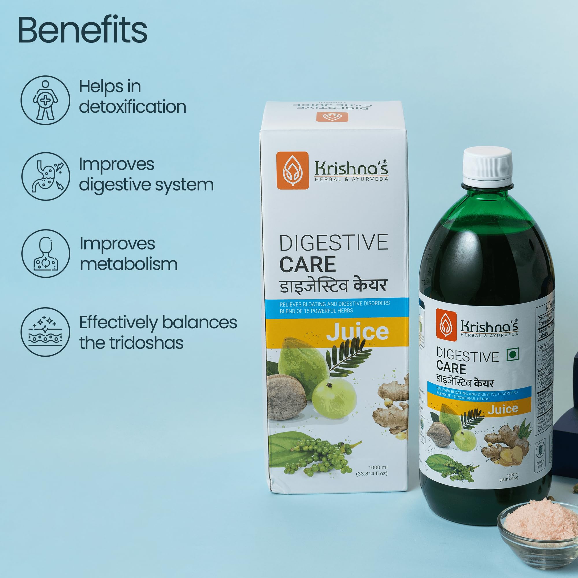 KRISHNA'S HERBAL & AYURVEDA Digestive Care Juice - 1000 ml – view 3