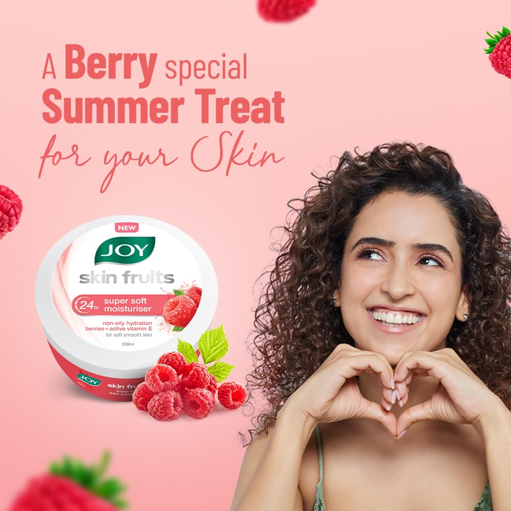 Joy Super Soft Skin Cream for 24 Hr Moisturization - Berries (300ml) - Lightweight & Oil Free Moisturizer For Instant Hydration – view 3