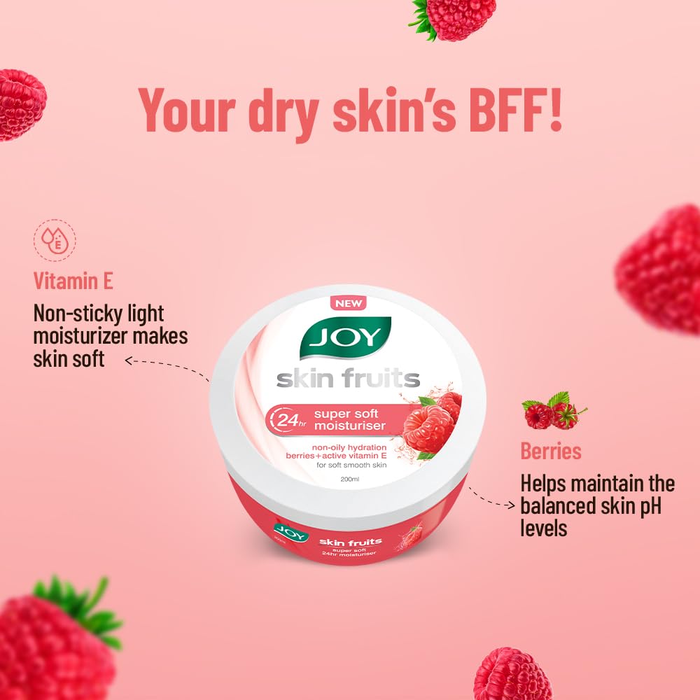 Joy Super Soft Skin Cream for 24 Hr Moisturization - Berries (300ml) - Lightweight & Oil Free Moisturizer For Instant Hydration – view 4